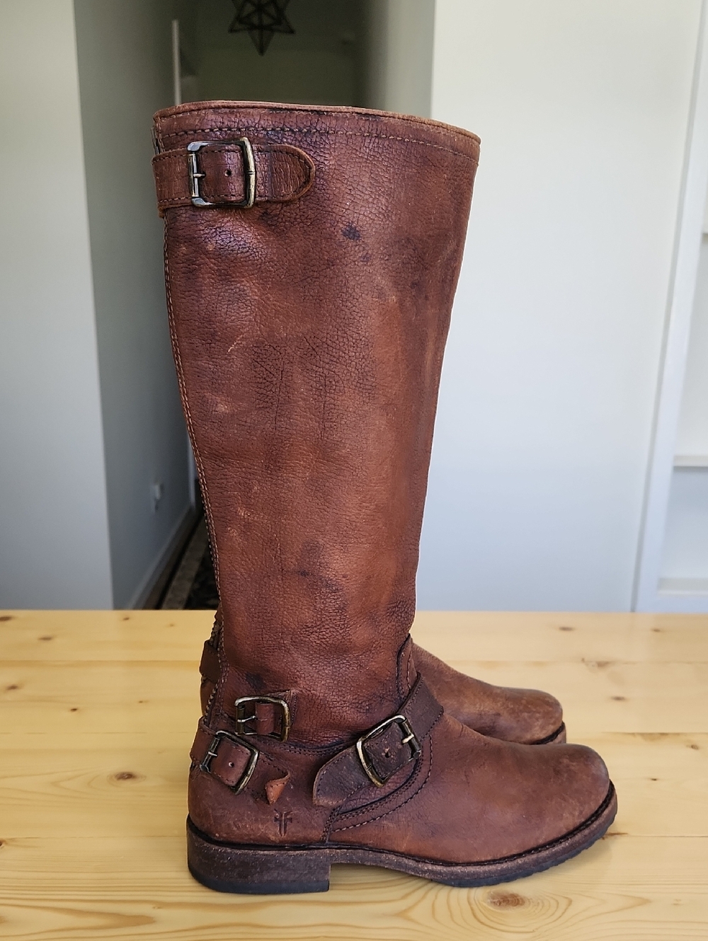 Frye Veronica Back Zip Tall Boots Three Buckles Riding 7.5 - Picture 3 of 17
